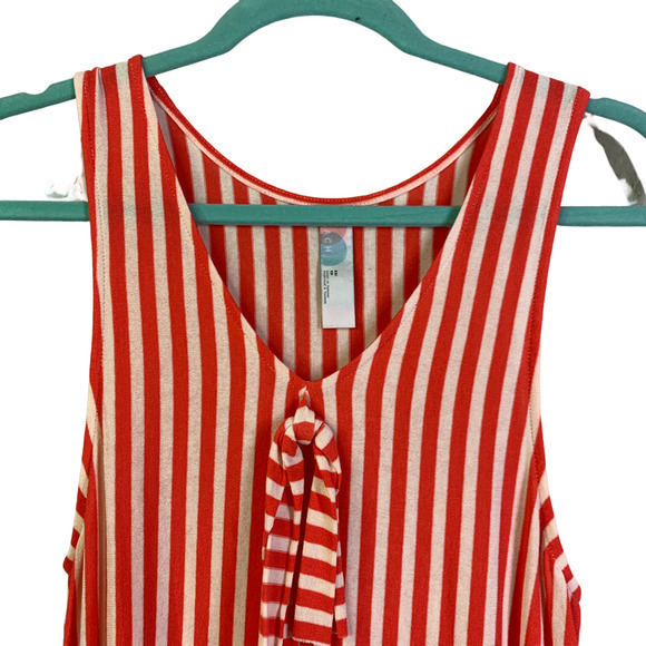 FREE PEOPLE Orange & Cream Stripe Tank Top Beach Mini‎ Dress - Picture 2 of 12
